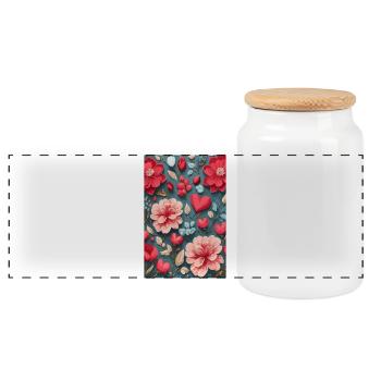 Des roses avec des cœurs - Boîte à biscuits avec couvercle en bois - blanc - Devant