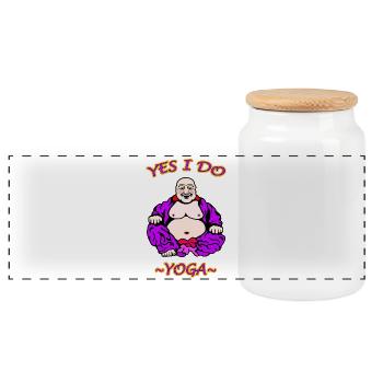 Illustration de yoga humoristique - Boîte à biscuits avec couvercle en bois - blanc - Devant