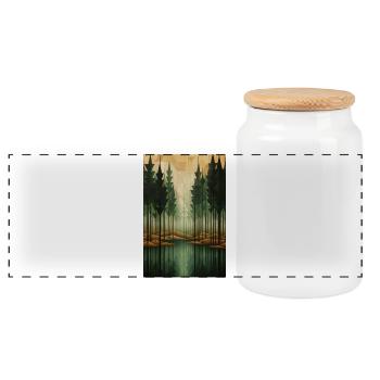 Paysage de Forêt dans un style géométrique - Boîte à biscuits avec couvercle en bois - blanc - Devant