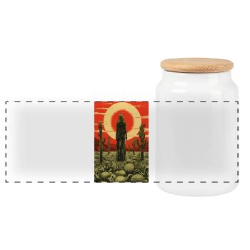 Lune Mystique du Désert - Boîte à biscuits avec couvercle en bois - blanc - Devant