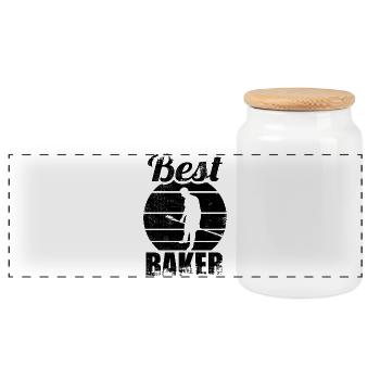 Boulanger - Boîte à biscuits avec couvercle en bois - blanc - Devant