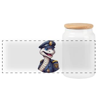 Femme de police serpent - Boîte à biscuits avec couvercle en bois - blanc - Devant