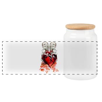Wonderful heart made of glass. - Panoramic Cookie Jar with Wooden Lid - white - Front