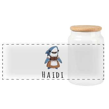 Haidi Heidi Heidelinde Name Hai Wortspiel - Panorama Keksdose mit Holzdeckel - Weiß - Vorne