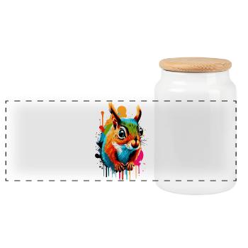 Écureuil Sciurus - Écureuil Coloré - Boîte à biscuits avec couvercle en bois - blanc - Devant