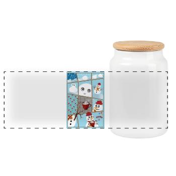 What makes a snowman happy - Panoramic Cookie Jar with Wooden Lid - white - Front