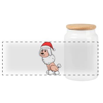 Caniche Chien Animal Noël - Boîte à biscuits avec couvercle en bois - blanc - Devant