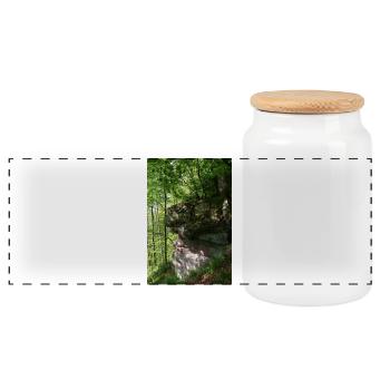 Rochers forestiers à la lumière du matin / Forêt-Noire du Nord - Boîte à biscuits avec couvercle en bois - blanc - Devant