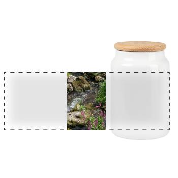 BAD LIEBENZELLER LENGENBACH - Panoramic Cookie Jar with Wooden Lid - white - Front