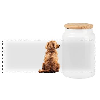 Golden retriever - Boîte à biscuits avec couvercle en bois - blanc - Devant