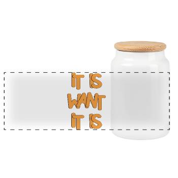 Expressive Bold Typography Design - Panoramic Cookie Jar with Wooden Lid - white - Front