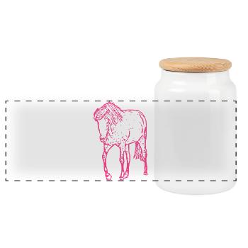 Pferd rosa pink - Panorama Keksdose mit Holzdeckel - Weiß - Vorne