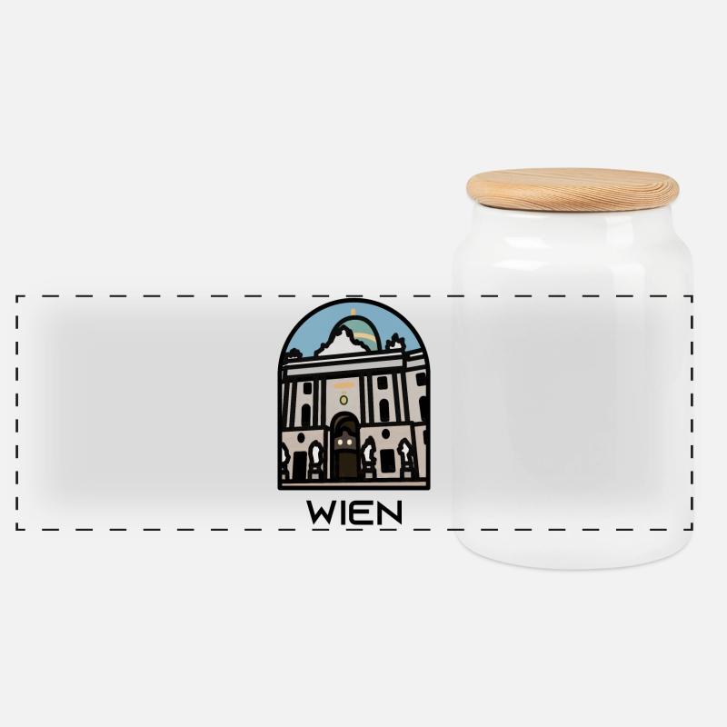 Wien - Hofburg - Panorama Keksdose mit Holzdeckel - Weiß