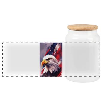 Glatze Eagel - Patriotisch - Panorama Keksdose mit Holzdeckel - Weiß - Vorne
