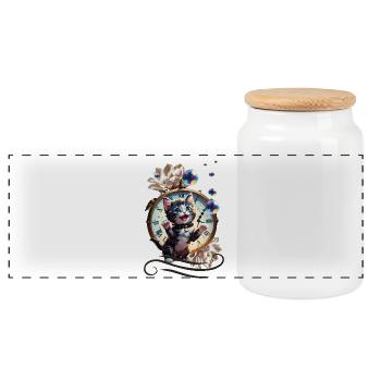 Bonne année, je vous souhaite le chaton mignon. - Boîte à biscuits avec couvercle en bois - blanc - Devant