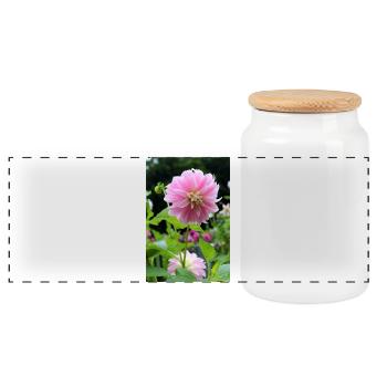 Dahlia rose rose fleur, fleur - Boîte à biscuits avec couvercle en bois - blanc - Devant