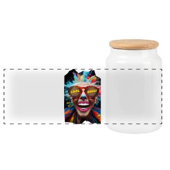 Carnival lovers - Panoramic Cookie Jar with Wooden Lid - white - Front