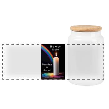A candle for all pets in heaven - Panoramic Cookie Jar with Wooden Lid - white - Front