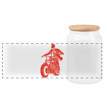 The Red Biker from Hell - Panoramic Cookie Jar with Wooden Lid - white - Front