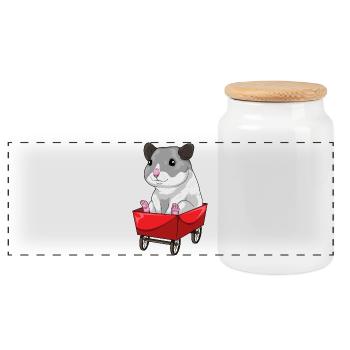 Hamster Handwagen - Panorama Keksdose mit Holzdeckel - Weiß - Vorne