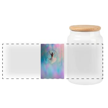 Aerial Hoop Ballerina in Pastel 2:3 - Panoramic Cookie Jar with Wooden Lid - white - Front