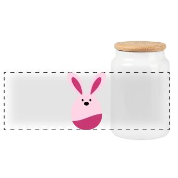 Hare - Panoramic Cookie Jar with Wooden Lid - white - Front