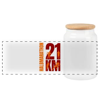 21 KM - Halbmarathon - Panorama Keksdose mit Holzdeckel - Weiß - Vorne