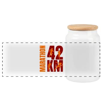 42 KM - Marathon - Panorama Keksdose mit Holzdeckel - Weiß - Vorne