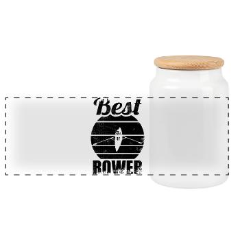 Best Rower - Panoramic Cookie Jar with Wooden Lid - white - Front