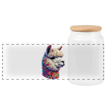 Alpaga - Boîte à biscuits avec couvercle en bois - blanc - Devant