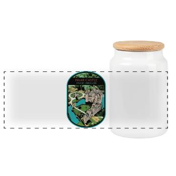 Illustration du château de Haar, Utrecht - Boîte à biscuits avec couvercle en bois - blanc - Devant
