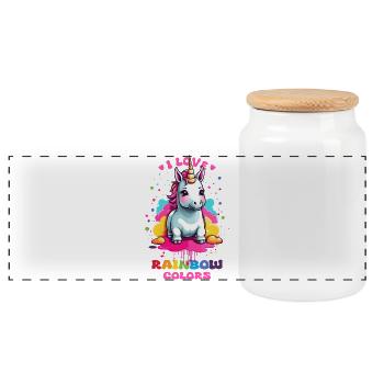 Licorne mignonne - Boîte à biscuits avec couvercle en bois - blanc - Devant