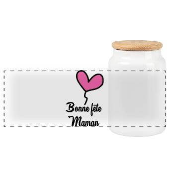 MOTHER'S DAY. HAPPY MOTHER'S DAY - Panoramic Cookie Jar with Wooden Lid - white - Front