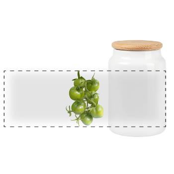 Tomates vertes sur la vigne - Boîte à biscuits avec couvercle en bois - blanc - Devant