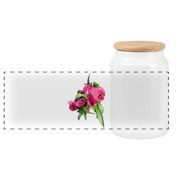 Art du bouquet Calla rose - Boîte à biscuits avec couvercle en bois - blanc - Devant