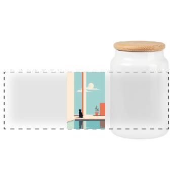 chat au bord de la piscine - Boîte à biscuits avec couvercle en bois - blanc - Devant
