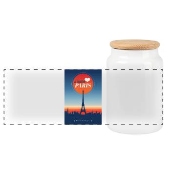 I love Paris - Panoramic Cookie Jar with Wooden Lid - white - Front