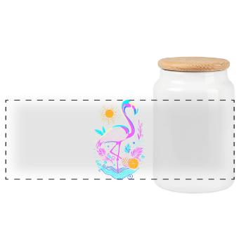 Flamingo Ananas Früchte - Panorama Keksdose mit Holzdeckel - Weiß - Vorne
