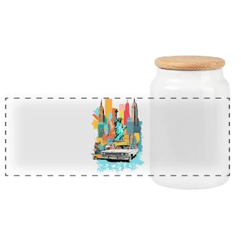Ville de New York - Boîte à biscuits avec couvercle en bois - blanc - Devant