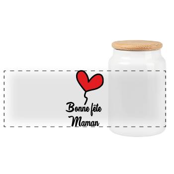 MOTHER'S DAY. HAPPY MOTHER'S DAY. MOM - Panoramic Cookie Jar with Wooden Lid - white - Front