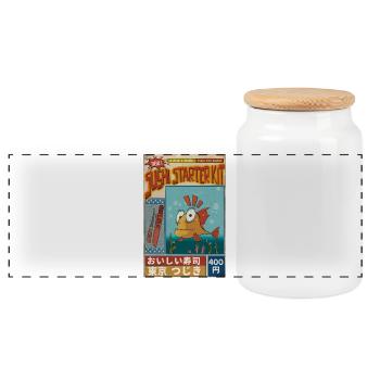 Sushi Starter Kit Poster - Panoramic Cookie Jar with Wooden Lid - white - Front