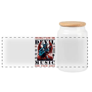 Musique rock diabolique - Boîte à biscuits avec couvercle en bois - blanc - Devant