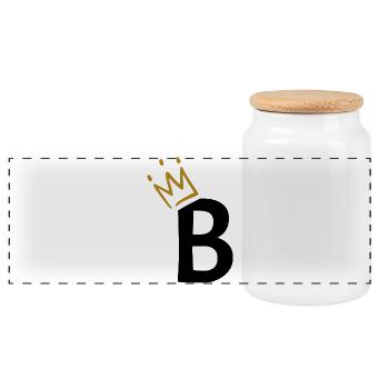 Buchstabe B - Anfangsbuchstabe B - Panorama Keksdose mit Holzdeckel - Weiß - Vorne