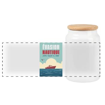 Nautical Escape - Panoramic Cookie Jar with Wooden Lid - white - Front