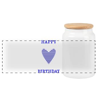 HAPPY BIRTHDAY. HAPPY BIRTHDAY. ANNIVERSARY. - Panoramic Cookie Jar with Wooden Lid - white - Front
