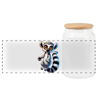 Lémurien - Boîte à biscuits avec couvercle en bois - blanc - Devant