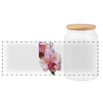 Phalaenopsis Cygne Fard à joues Fleur d’orchidée pélorique - Boîte à biscuits avec couvercle en bois - blanc - Devant