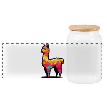 Alpaga - Boîte à biscuits avec couvercle en bois - blanc - Devant