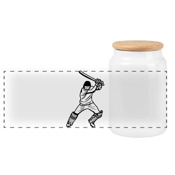 Cricketer - Boîte à biscuits avec couvercle en bois - blanc - Devant
