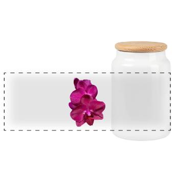 Phalaenopsis Hybrid Pink Purple Orchid Blossom - Panoramic Cookie Jar with Wooden Lid - white - Front